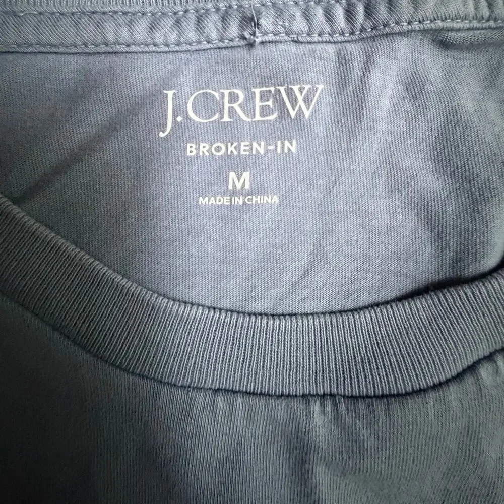 J. Crew Broken In Large Blue Round Neck Short Sleeve Cotton Minimalist T-Shirt